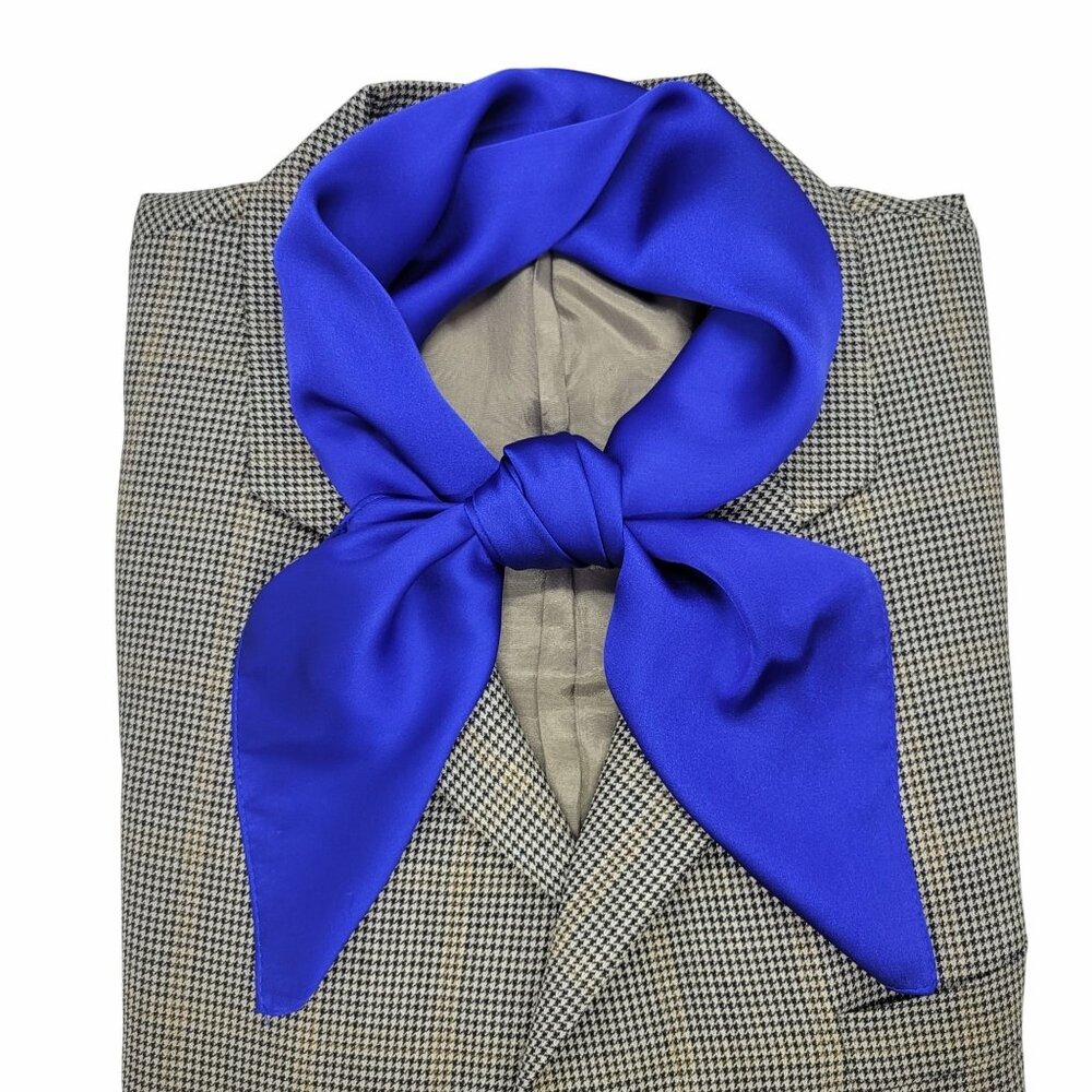 ✨Accessory Luxury Square Silky Royal Blue Scarf Solid Neck Wrap Elegant Shawl